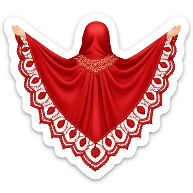 A simple red lace shawl with a delicate design sticker