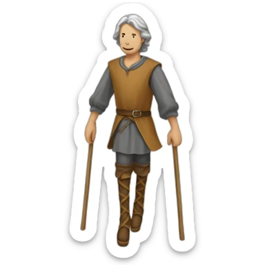 A person who walks on stilts, walking medeival fair sticker