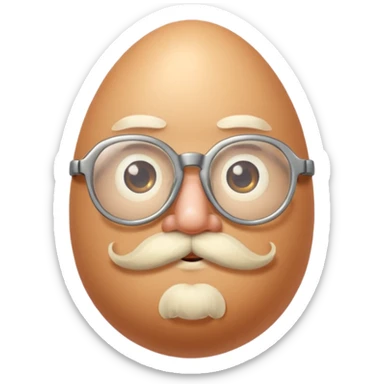 uovo con baffi e occhialino epoca sticker