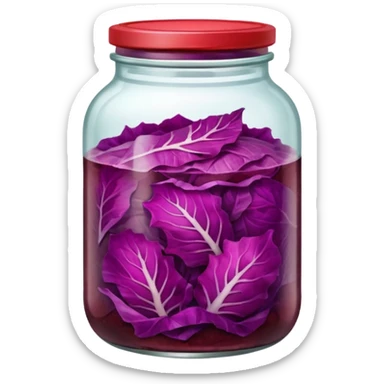 jar of red fermented cabbage, visible texture. sticker