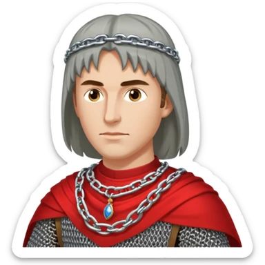 Russian prince Alexander Nevsky in chain mail and with red mantle sticker