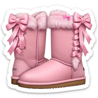 realistic pastel pink uggs with bows on the back sticker