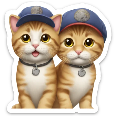 Two kitties in caps sticker