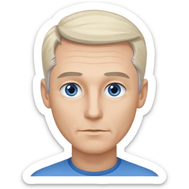 Avatar pic male gray hair blue eyes clean shaven blonde eyebrows high cheekbones sticker