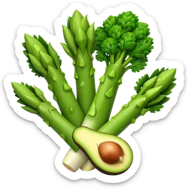 asparagus,avocado, broccoli, garlic sticker