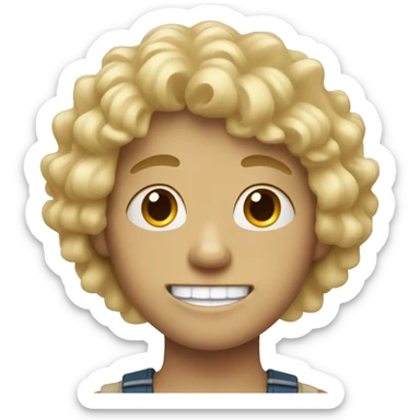 blonde boy with fluffy hair and braces  sticker