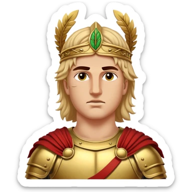 Cinematic Realistic portrait of Alexander the Great, depicted with photorealistic detail as a commanding historical conqueror, featuring sharp, lifelike facial features, meticulously rendered ancient Macedonian armor, and a laurel wreath, illuminated by natural, dramatic lighting that highlights his youthful determination and legendary presence. sticker