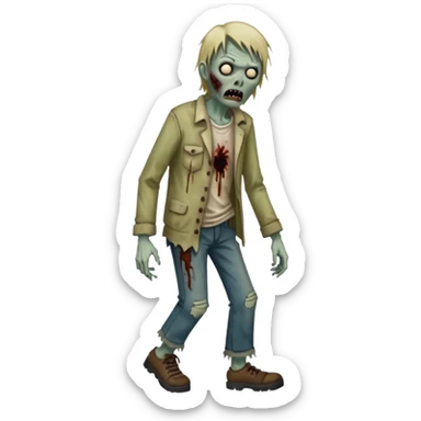 Walking zombie, tattered clothes, scary expression, realistic horror, no background





 sticker
