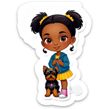 Black girl with yorkie sticker