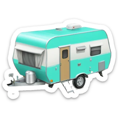 Realistic isolated tiffany blue camping trailer sticker