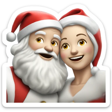 Photo Realistic pale Santa Claus and Mrs claus happy sticker