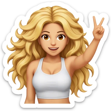 Cinematic Realistic Shakira Portrait Emoji, depicted as a dynamic charismatic pop icon with energetic movement and expressive features, rendered with vibrant textures and dynamic modern lighting that captures her global appeal. sticker