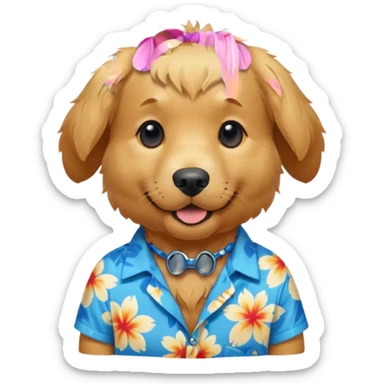 Goldern Dog – wearing blue aloha shirt sticker