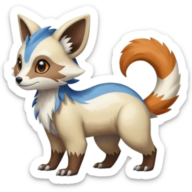 Shiny Brown Orange Blue White Beige Linoone-Absol-Trico-Furret-Hybrid (Full body) sticker