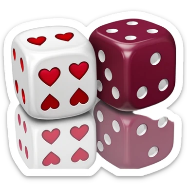 two dices in with burgundy heart details sticker
