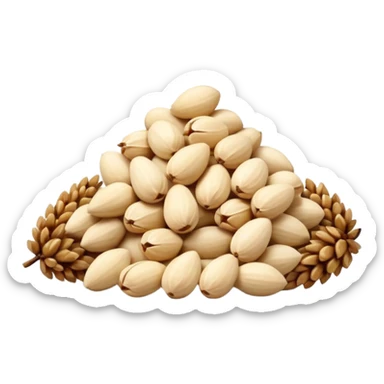 pine nuts, small pile, no shell, smooth teardrop shape, pale ivory to light beige, matte texture, natural and raw, 3D clean style, optimized for emoji size sticker