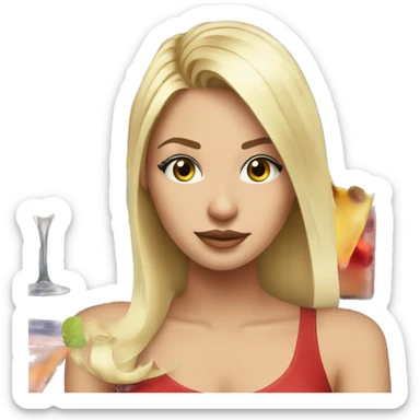 Blonde and straight hair girl sustaining cocktail sticker