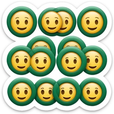 Emoji minimalista inspirado na Mega-Sena: formato circular, fundo verde (#0f8b4e), seis bolinhas brancas no centro com números aleatórios entre 01 e 60, estilo flat design, traços limpos, leve brilho e micro sombra para dar volume, visual moderno e oficial, sem texto sticker