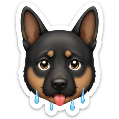 all black german shepherd face crying large tears looking sad sticker