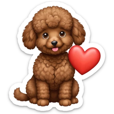 Cute brown poodle giving a heart while standing up sticker