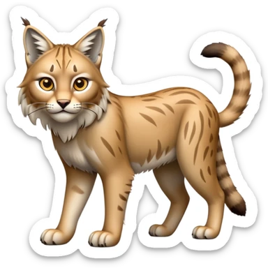 Cinematic-Lynx-Realistic-Full-Body-Standing on all fours-Emoji – head tilted dramatically, fur with faint spotting, long legs and large paws poised elegantly, simplified yet realistic focused features, highly detailed, glowing with an almost sarcastic glow. sticker