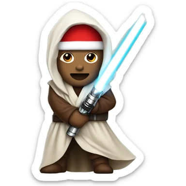 Star Wars Jedi with a light saber wearing a Santa hat sticker