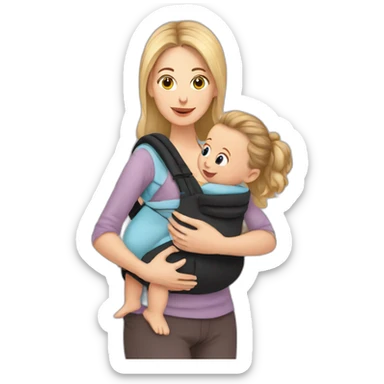 European Babywearing mom with baby ergo carrier sticker