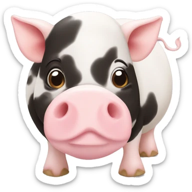 Cute piggie with a cute cow sticker