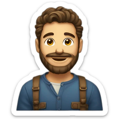 hombre gordo con pelo canoso y barba pintando un cuadro sticker