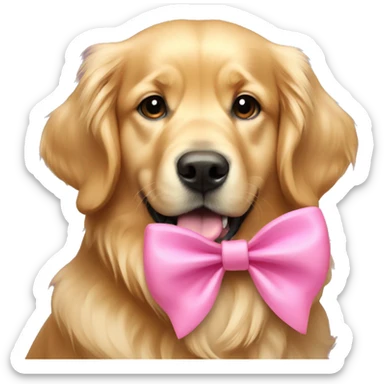 Golden retriever with a pink bow sticker