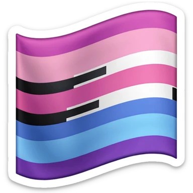 I want a flag, I want it to have three stripes and I want the stripes to be horizontal. I want the first stripe at the very top of the flag to be pink 🩷. The middle stripe will be the color purple 💜. And finally the bottom stripe will be the color blue 💙. sticker