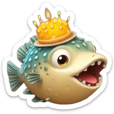 blowfish searing happy birthday hat “Priya” sticker