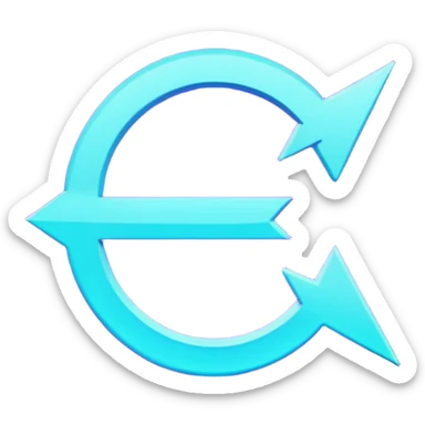 futuristic minimalistic glowing reload arrow symbol, purple and cyan energy glow, dark background, clean modern design, 1:1 aspect ratio, no face sticker