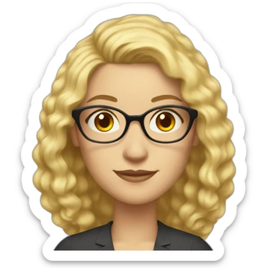 woman blonde hair medium length semi curly hair accountant with glasses sticker