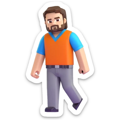 Minecraft character of Jack Black wearing a blue shirt sticker