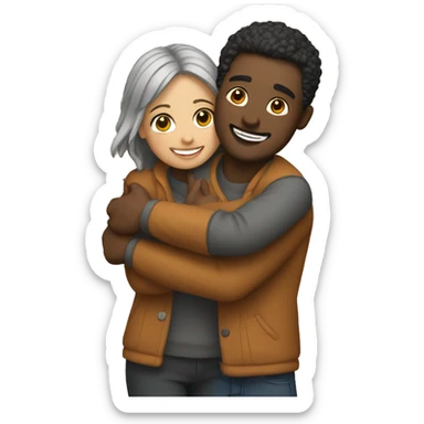 couple hug with warm smiles sticker