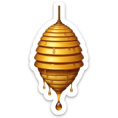 A hanging beehive dripping golden honey from its base. sticker