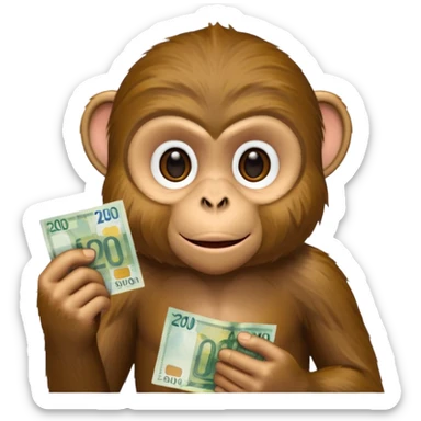 create a monkey holding a 20 euro bill  sticker
