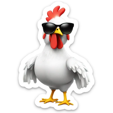 chicken with sunglasses dancing rave lights sticker