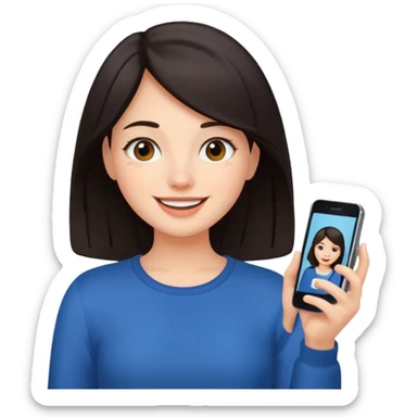 quiero crear una chica con una movil como si estuviese grabando vlog con el pelo oscuro  sticker