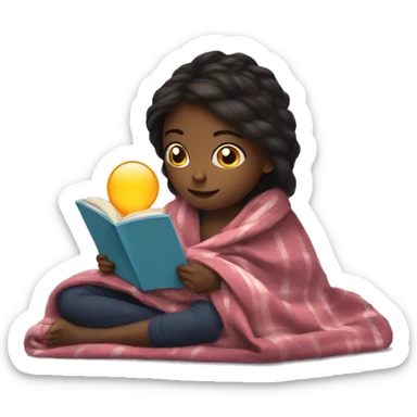 girl reading kindle with blanket sticker