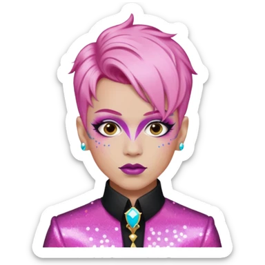 pink hair drag king fabulous makeup with glitter sticker