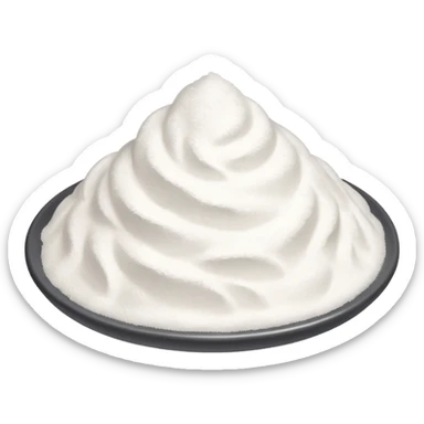 small heap of fine white baking powder, soft fluffy texture, slightly uneven surface, dry and light, a few scattered specks, 3D-rendered, minimal, soft shadows, no faces or extra elements, transparent background, emoji scale sticker