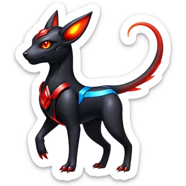 Shiny Gothic Exotic Futuristic Houndoom-Genesect-Torracat-Pokémon-Fakémon-hybrid-creature sticker