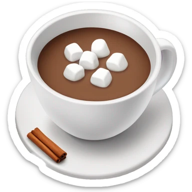 A steaming cup of hot cocoa with whipped cream, marshmallows, and a sprinkle of cinnamon. sticker