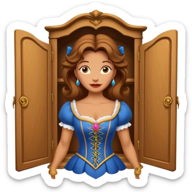 A middle-aged lady character from the fairy tale Beauty and the Beast — she was turned into a wardrobe by magic, while retaining the wardrobe's original form and having an anthropomorphic face. sticker