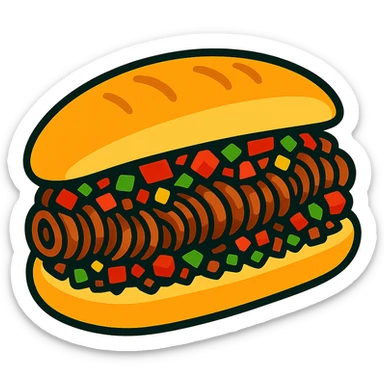 close-up appetizing kokoreç Turkish street food sandwich sticker