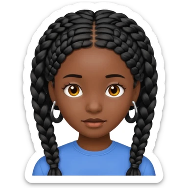 dark, black girl with black braids sticker