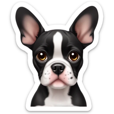 cute girl boston terrier french bulldog mix puppy with cropped ears sticker
