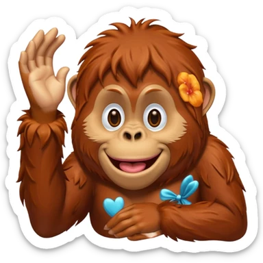 orangutang blowing kiss sticker